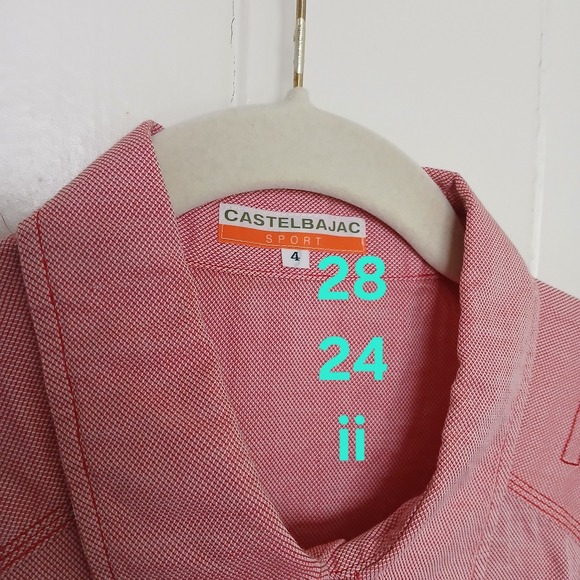 CASTELBAJAC Embroidered Logo Spell Out Button Shirt Men's 4 Red Made In Italy - Picture 14 of 14